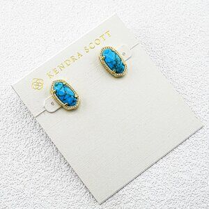 Kendra Scott Gold Veined Turquoise Stud Earrings